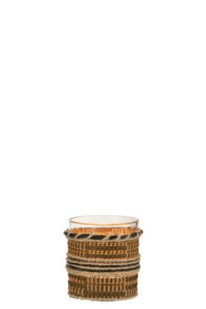 Theelichthouder Glas Bruin Beige