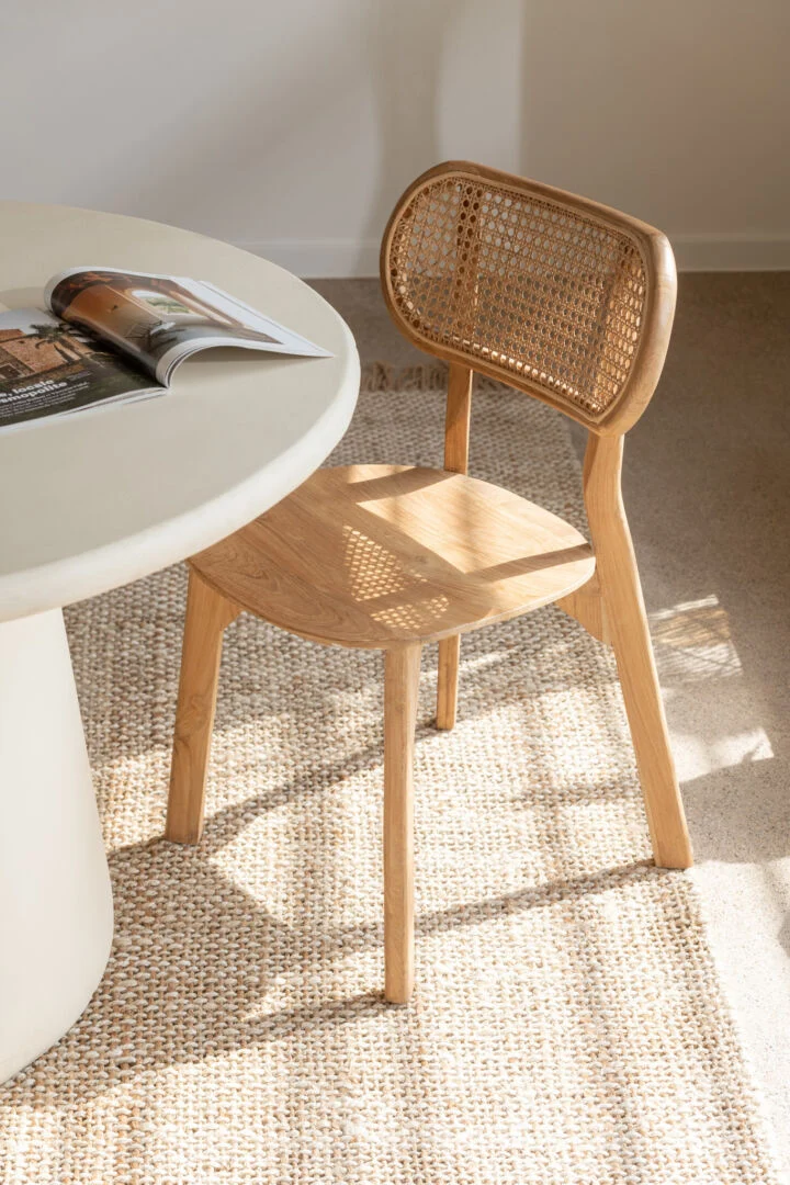 Eetkamerstoel Sialia beige teak - Afbeelding 7