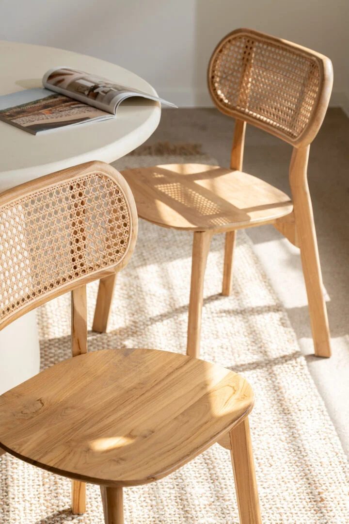 Eetkamerstoel Sialia beige teak - Afbeelding 8