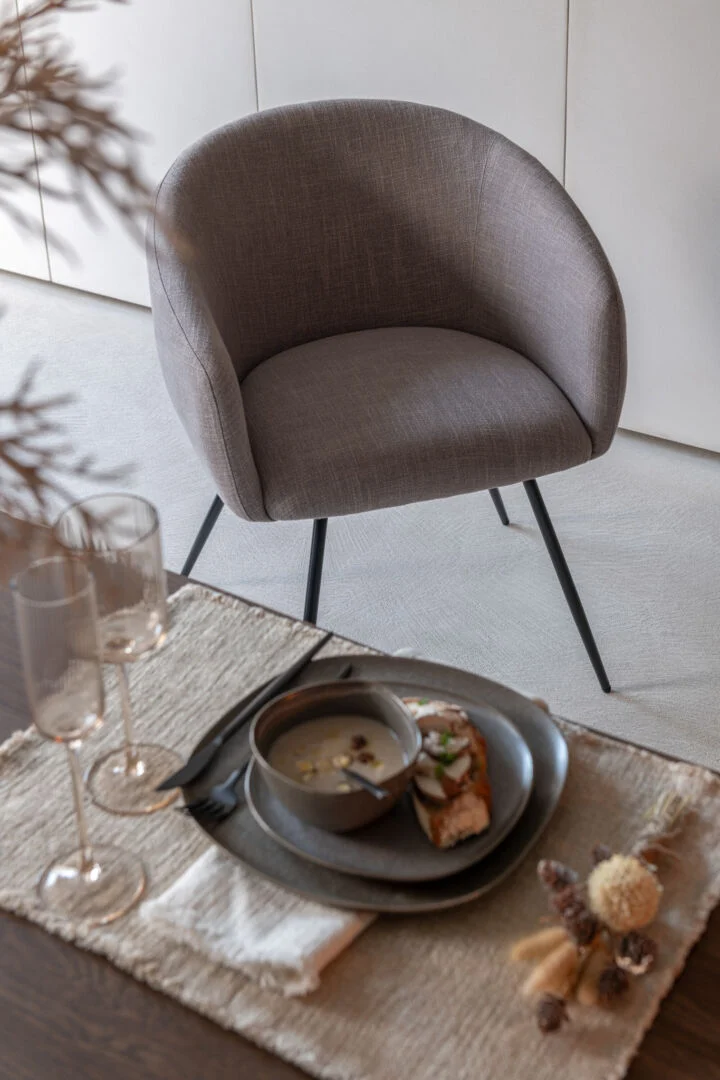 Eetkamerstoel Naara Metalen beige stof - Afbeelding 7