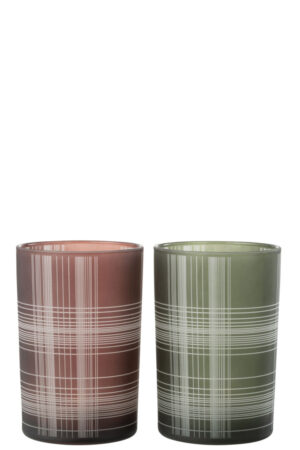 Kaarsenhouder Orkaan Controle Glas Bruin Groen Groot Set 2