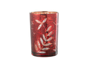 Kaarsenhouder Orkaan Laat Glas Rood/Antiek Goud Groot