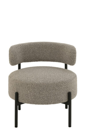 Lounge Chair Bouclé Grijs/Zwart Trendy