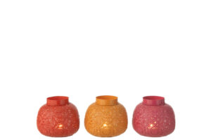 Theelichthouder Cilinder Metaal/Glas Mix Middel Set van 3