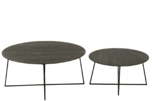 Bijzettafel Zwart 80 x 80 CM Rond  Teakhout