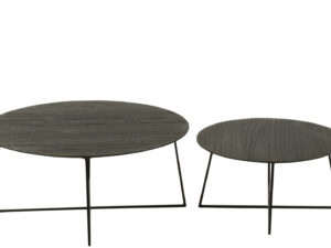 Bijzettafel Jalmorvanta zwart 80 x 80 cm rond teakhout