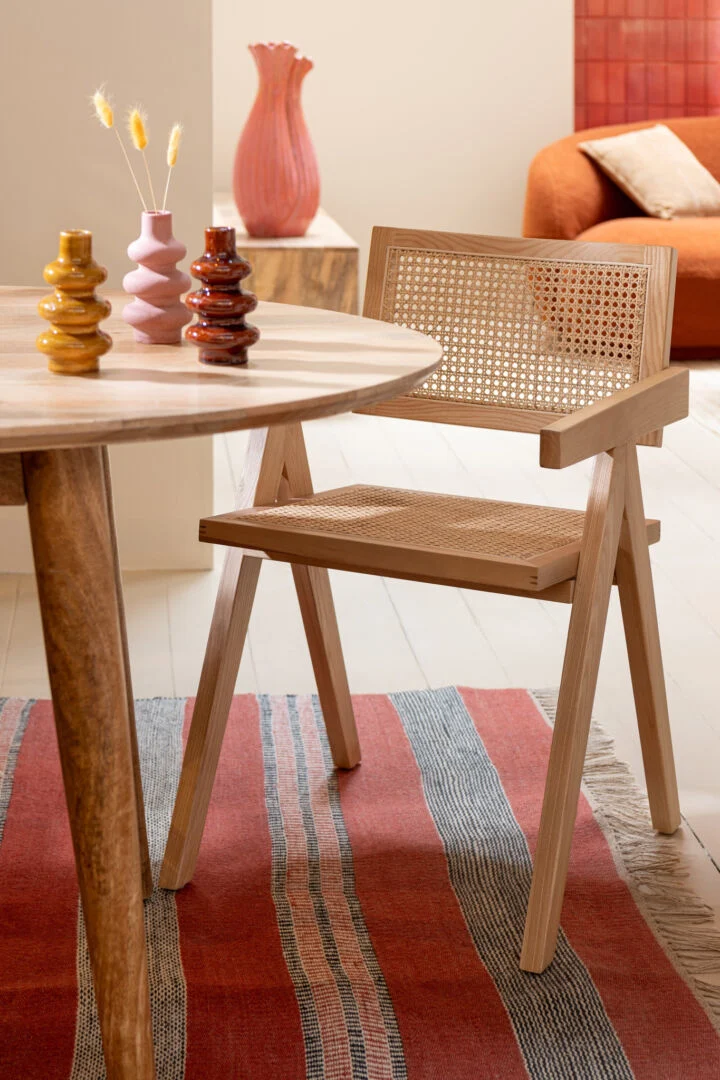 Eetkamerstoel Faoro Houten beige rotan - Afbeelding 7