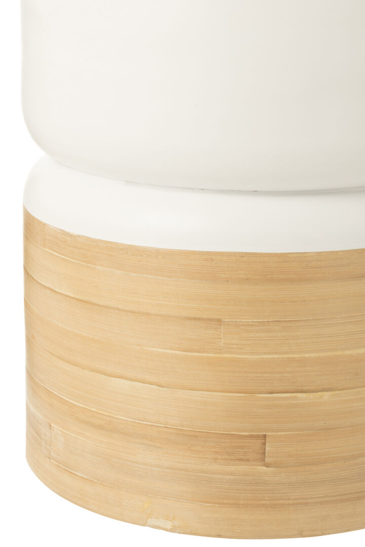 Bijzettafel Talmullora wit 47 cm rond bamboe