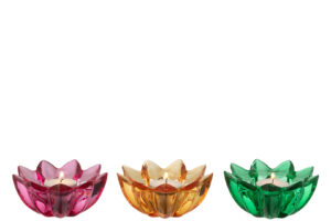 Theelichthouder Bloemen Glas Mix Set van 3