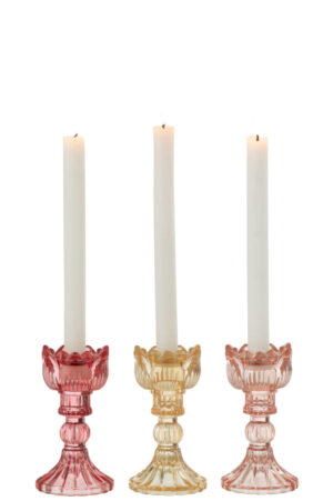 Kaarsenhouder Roos Glas Warm Mix Set van 3
