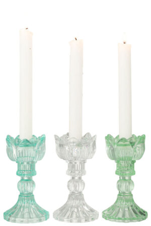 Kaarsenhouder Roos Glas Mix Set 3