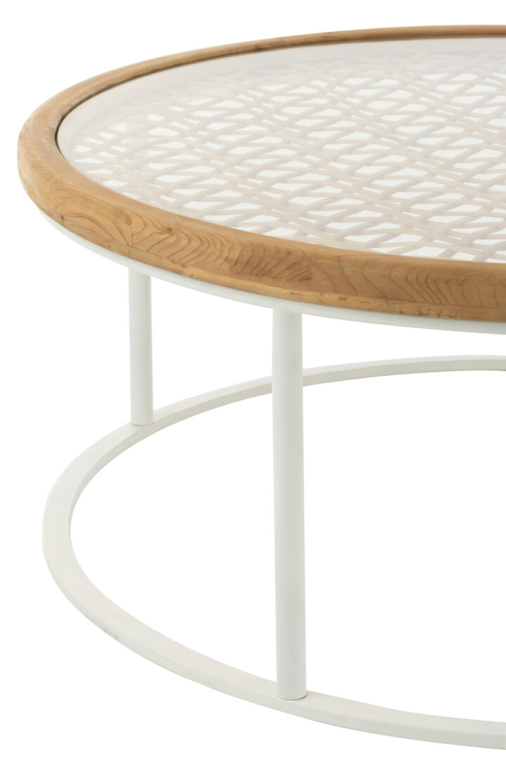 Salontafel Dervavmira wit 90 x 90 cm rond metaal - Afbeelding 2