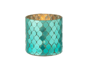 Kaarsenhouder Cilinder Mozaïekglas Azuurblauw