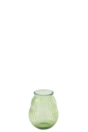 Kaarsenhouder Orkaan Glas Rond Gestreept Lichtgroen