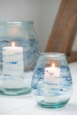 Orkaan Golven Glas Blauw – Kaarsenhouder