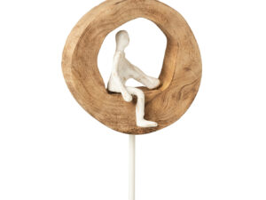 Beeld Stieltin Mangohout Naturel H38 cm
