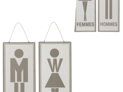 Toiletbord Sturda Metaal Grijs set van 2 met dames- en herensymbolen in slanke, rustige uitvoering