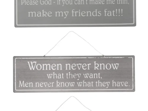 Bord Roolesta Metaal Grijs set van 3 met grappige tekst, stoere grijze ijzeren wanddecoratie