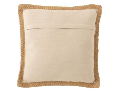 Tuinkussen Mooral beige 49x49 cm met geweven rand en rustige natuurlijke uitstraling