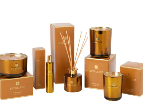 Geurolie Feisky Glas Geel met amberkleurig glas en warme Golden Honey geur, inclusief stijlvolle verpakking