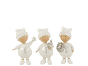 Beeld Slernum Polyresin Wit H12 cm - Set van 3