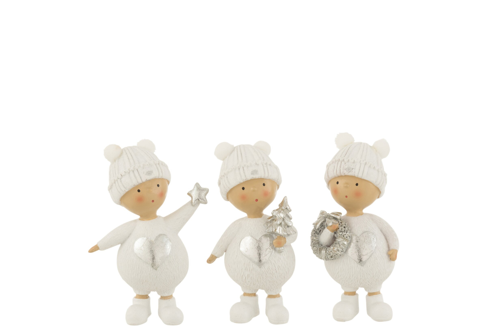 Beeld Slernum Polyresin Wit H12 cm - Set van 3