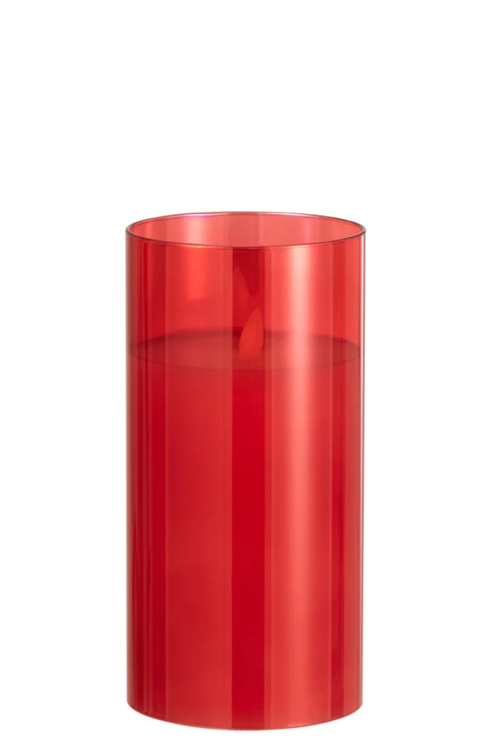 Lamp Peisso Rood: rode LED sfeerlamp van glas en kunststof met warme, transparante uitstraling