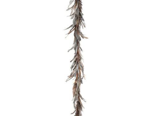 Guirlande Raurmes Veren zilver, lange decoratieve hanger van zachte veren met elegante uitstraling