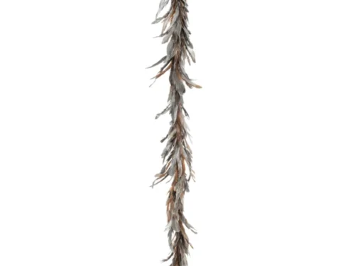Guirlande Raurmes Veren zilver, lange decoratieve hanger van zachte veren met elegante uitstraling