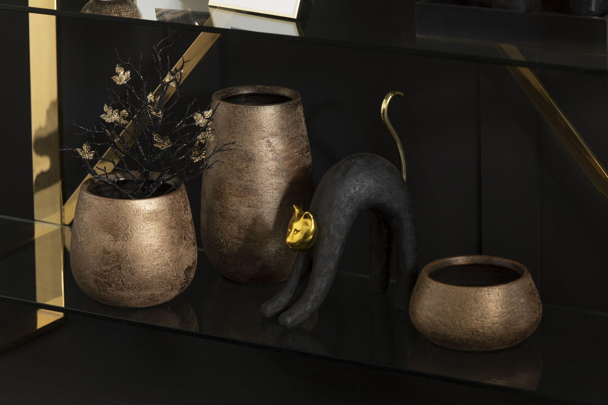 Bloempot Rander Terracotta Goud H18 cm