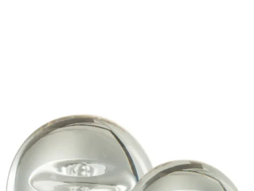 Presse-papier Mernol glas goud, ronde decoratieve bol met glanzende afwerking en zandkleurige basis