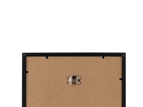 Zwarte Fotolijst Jalvena MDF met metalen ophanging, vierkant 27 x 27 cm, strakke afwerking achterkant