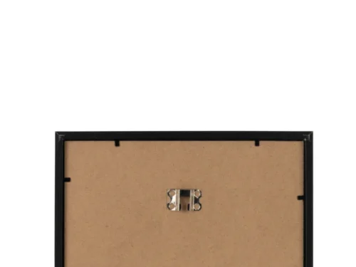 Zwarte Fotolijst Jalvena MDF met metalen ophanging, vierkant 27 x 27 cm, strakke afwerking achterkant