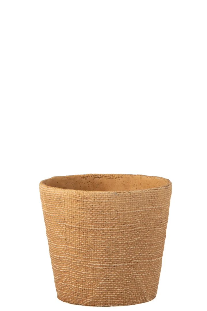 Bloempot Kleilvang Beton Naturel H16,5 cm met rustieke textuur en strakke, compacte vorm