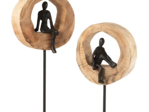 Beeld Leetik Mangohout Zwart H49 cm