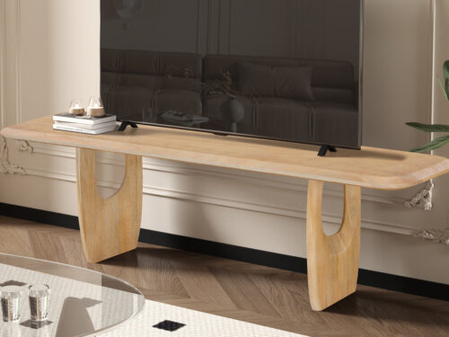 Tv-meubel Siracusa 160 cm amandel mangohout Japandi
