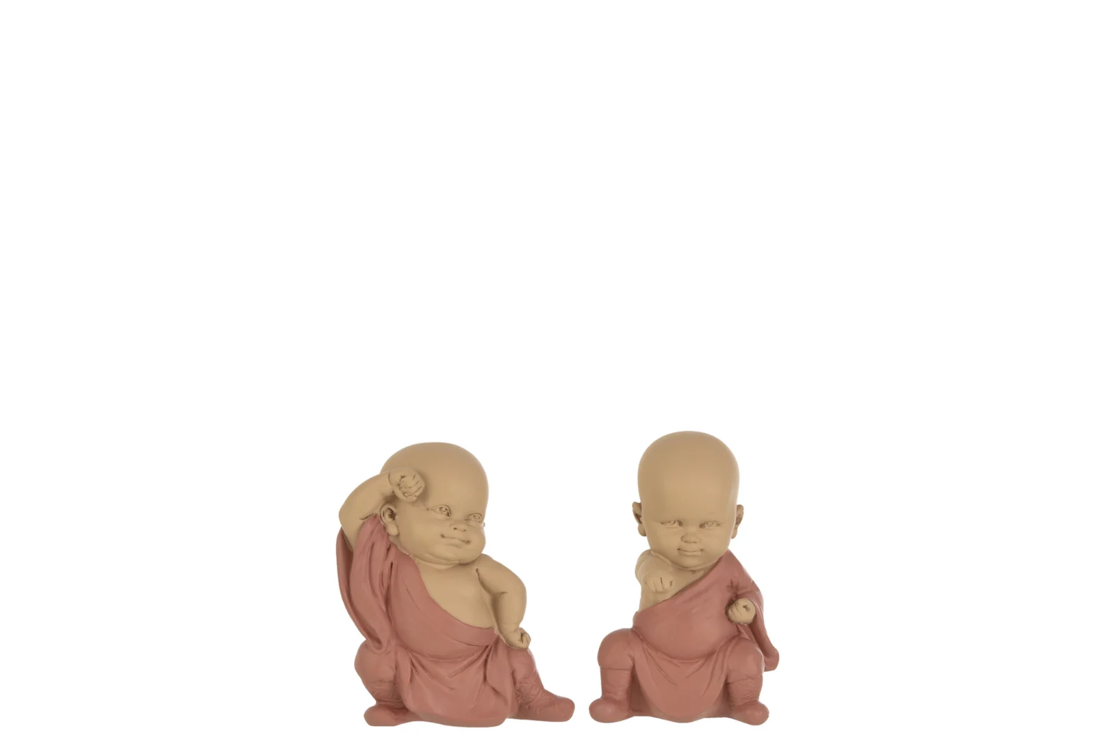 Decoratie Lotena polyresin rood, set van 2 baby-ornamenten met zachte beige en terracotta tinten