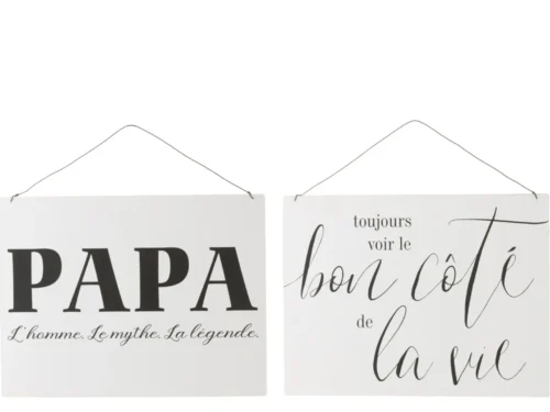 Tekstbord Sloller Wit set van 2 met zwarte accenten: PAPA en Franse muurtekst in strak design