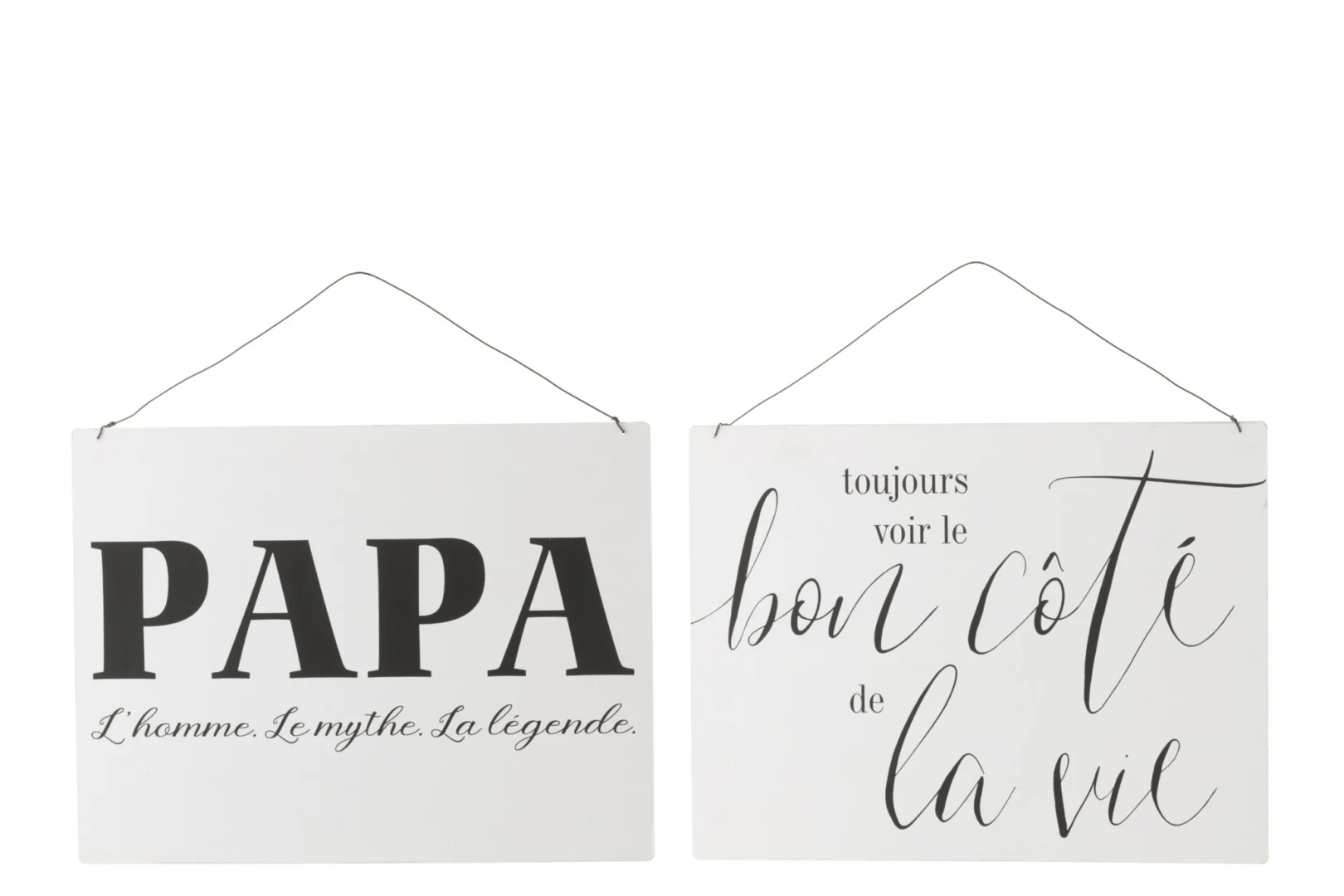 Tekstbord Sloller Wit set van 2 met zwarte accenten: PAPA en Franse muurtekst in strak design