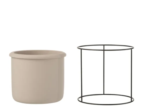 Bloempot Siracusa Beton Grijs H16,5 cm met metalen standaard, compacte stoere basis voor planten