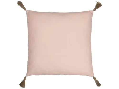 Kussen Bestang roze 40x40 cm van katoen met vier kwastjes, zachte sierkussen voor bank of bed