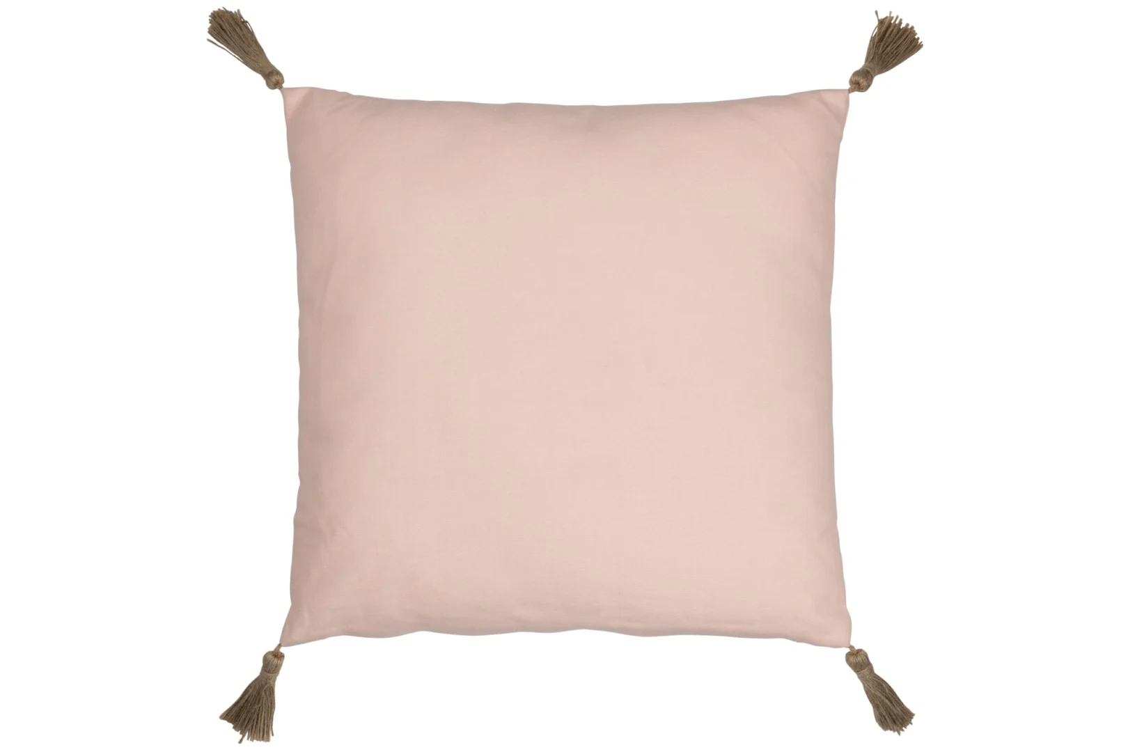 Kussen Bestang roze 40x40 cm van katoen met vier kwastjes, zachte sierkussen voor bank of bed