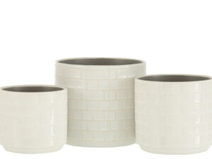 Bloempot Kavura Keramiek Wit H15 cm