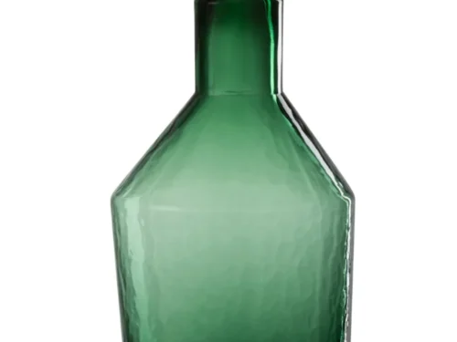 Decoratie Banona glas groen, slanke decoratieve fles van stevig 100% glas met compact formaat