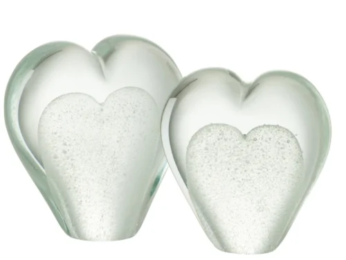 Presse-papier Skossek glas wit, hartvormig decoratieaccessoire met elegante uitstraling