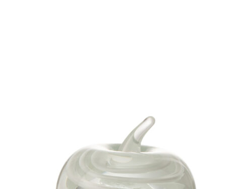 Peilura glazen presse-papier wit in appelvorm, compact decoratief woonaccessoire met rustige uitstraling
