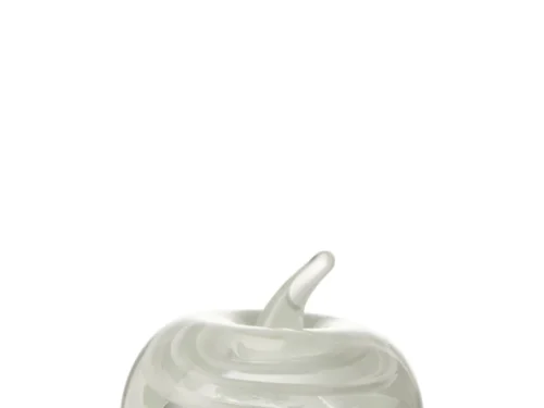 Peilura glazen presse-papier wit in appelvorm, compact decoratief woonaccessoire met rustige uitstraling