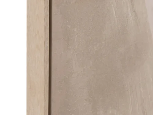Fladero beige wanddecoratie met houten lijst en gelaagde textuur, set van 2, rustige natuurlijke uitstraling