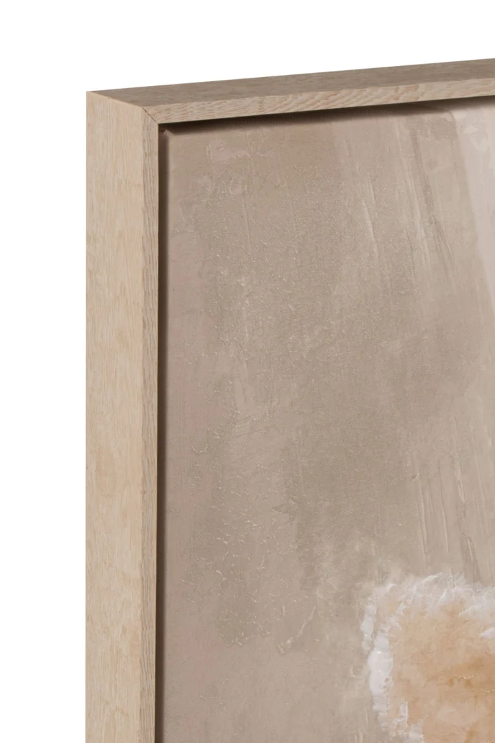 Fladero beige wanddecoratie met houten lijst en gelaagde textuur, set van 2, rustige natuurlijke uitstraling