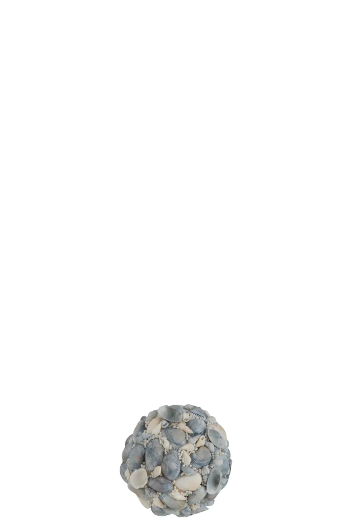 Woonaccessoire Naandu Blauw, compact 8x8x8 cm decorstuk met schelpen in frisse blauwe tinten